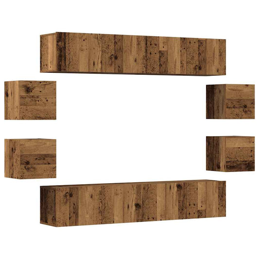 vidaXL 8 Piece Wall-mounted TV Cabinet Set Old Wood Engineered Wood