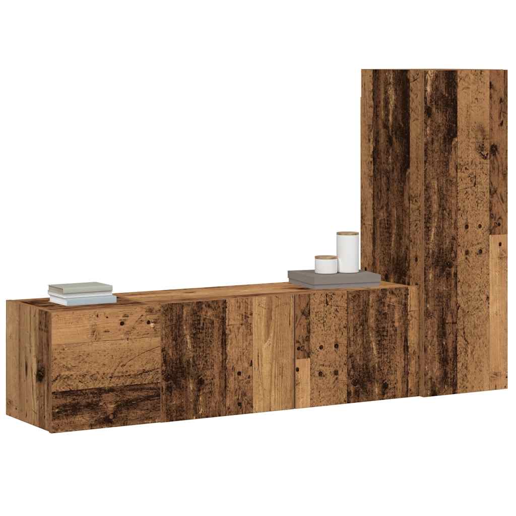 vidaXL 3 Piece Wall-mounted TV Cabinet Set Old Wood Engineered Wood