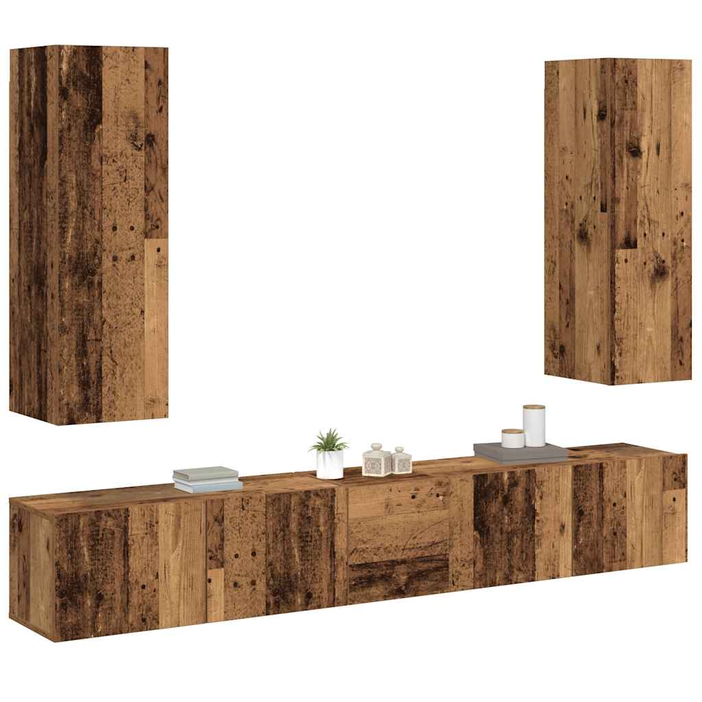 vidaXL 5 Piece Wall-mounted TV Cabinet Set Old Wood Engineered Wood