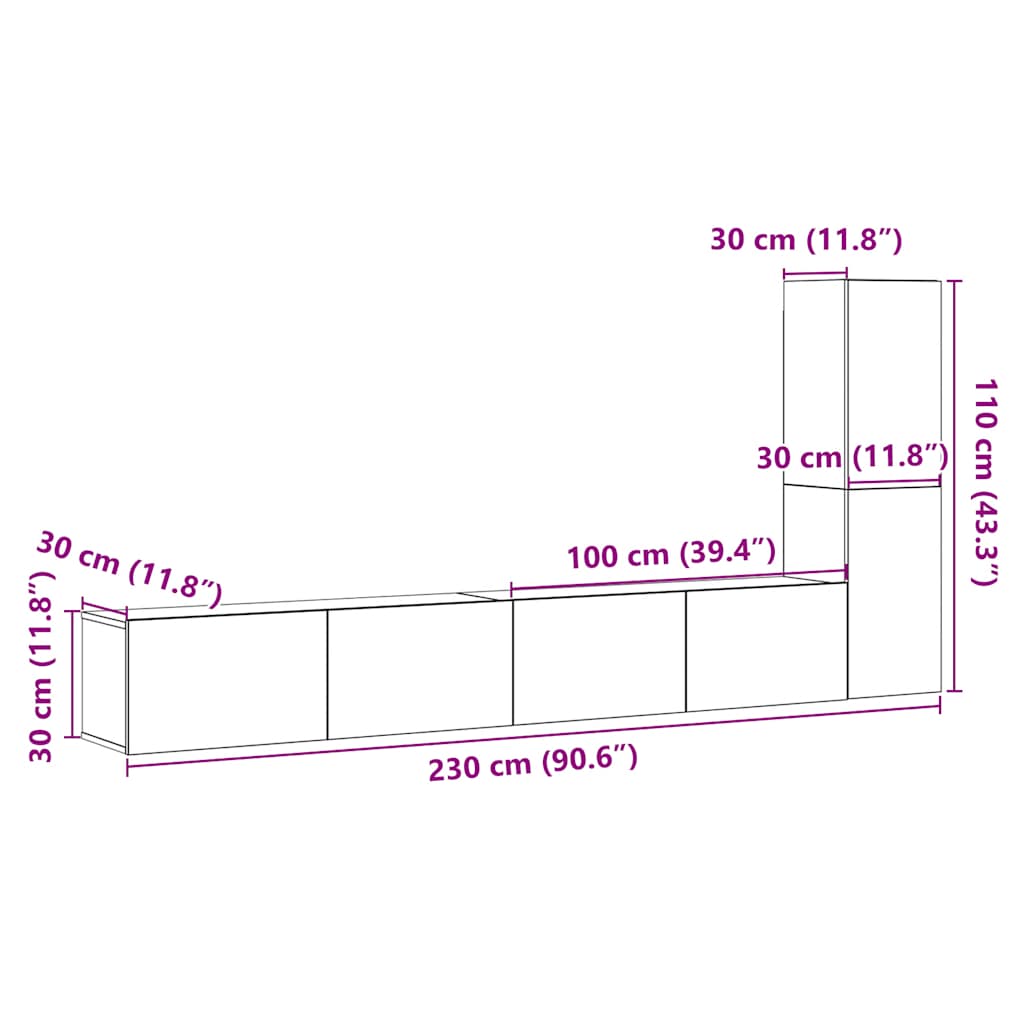 vidaXL 3 Piece Wall-mounted TV Cabinet Set Artisan Oak Engineered Wood
