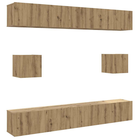 vidaXL 6 Piece TV Cabinet Set Wall-mounted Artisan Oak Engineered Wood
