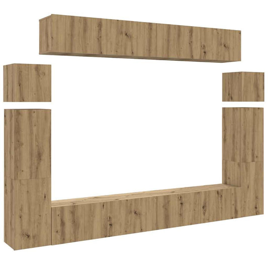 vidaXL 8 Piece TV Cabinet Set Wall-mounted Artisan Oak Engineered Wood