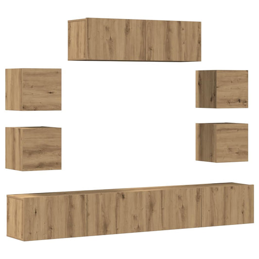 vidaXL 7 Piece TV Cabinet Set Wall-mounted Artisan Oak Engineered Wood