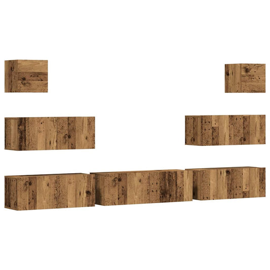 vidaXL 7 Piece TV Cabinet Set Wall-mounted Old Wood Engineered Wood