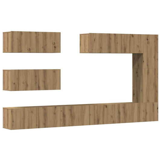 vidaXL 7 Piece TV Cabinet Set Wall-mounted Artisan Oak Engineered Wood