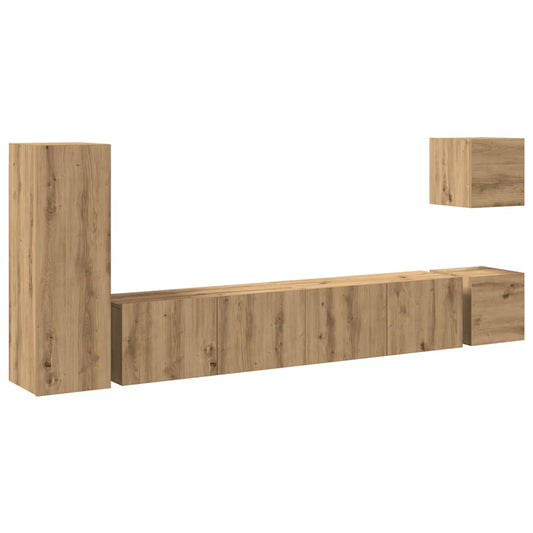 vidaXL 5 Piece TV Cabinet Set Wall-mounted Artisan Oak Engineered Wood