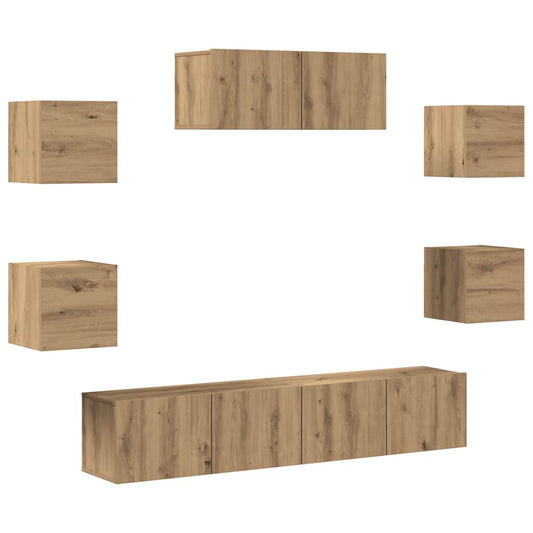 vidaXL 7 Piece TV Cabinet Set Wall-mounted Artisan Oak