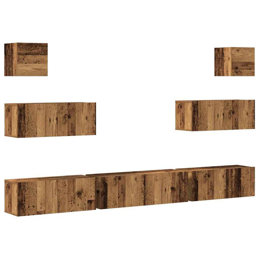 vidaXL 7 Piece TV Cabinet Set Wall-mounted Old Wood Engineered Wood