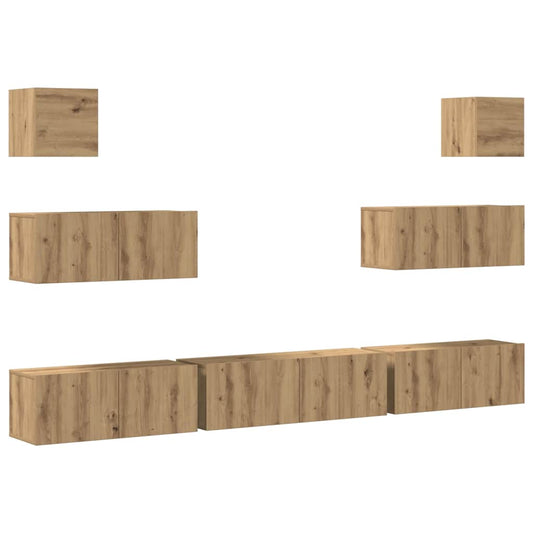vidaXL 7 Piece TV Cabinet Set Wall-mounted Artisan Oak Engineered Wood