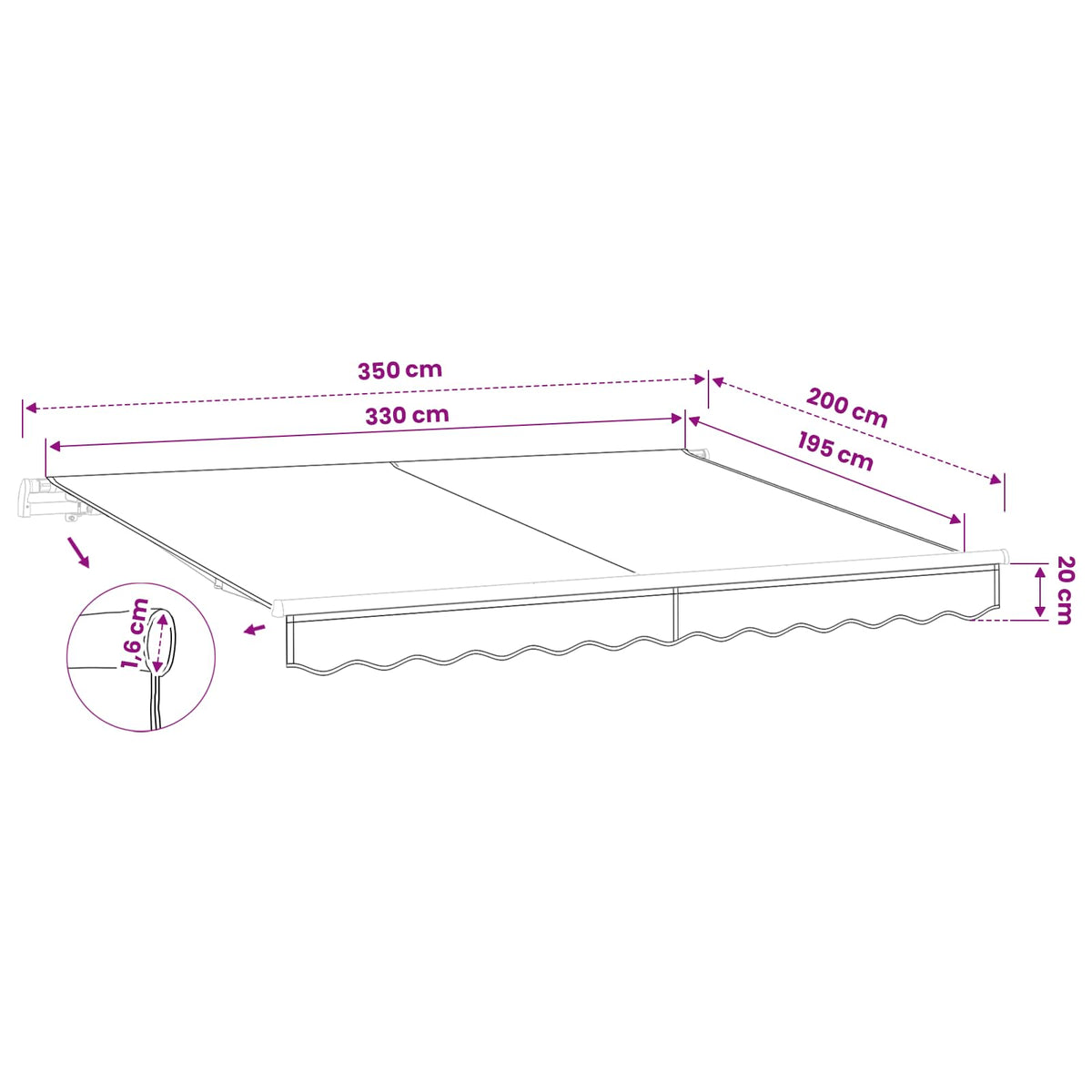 vidaXL Awning Canopy Replacement for 3.5x2 m Beige Polyester
