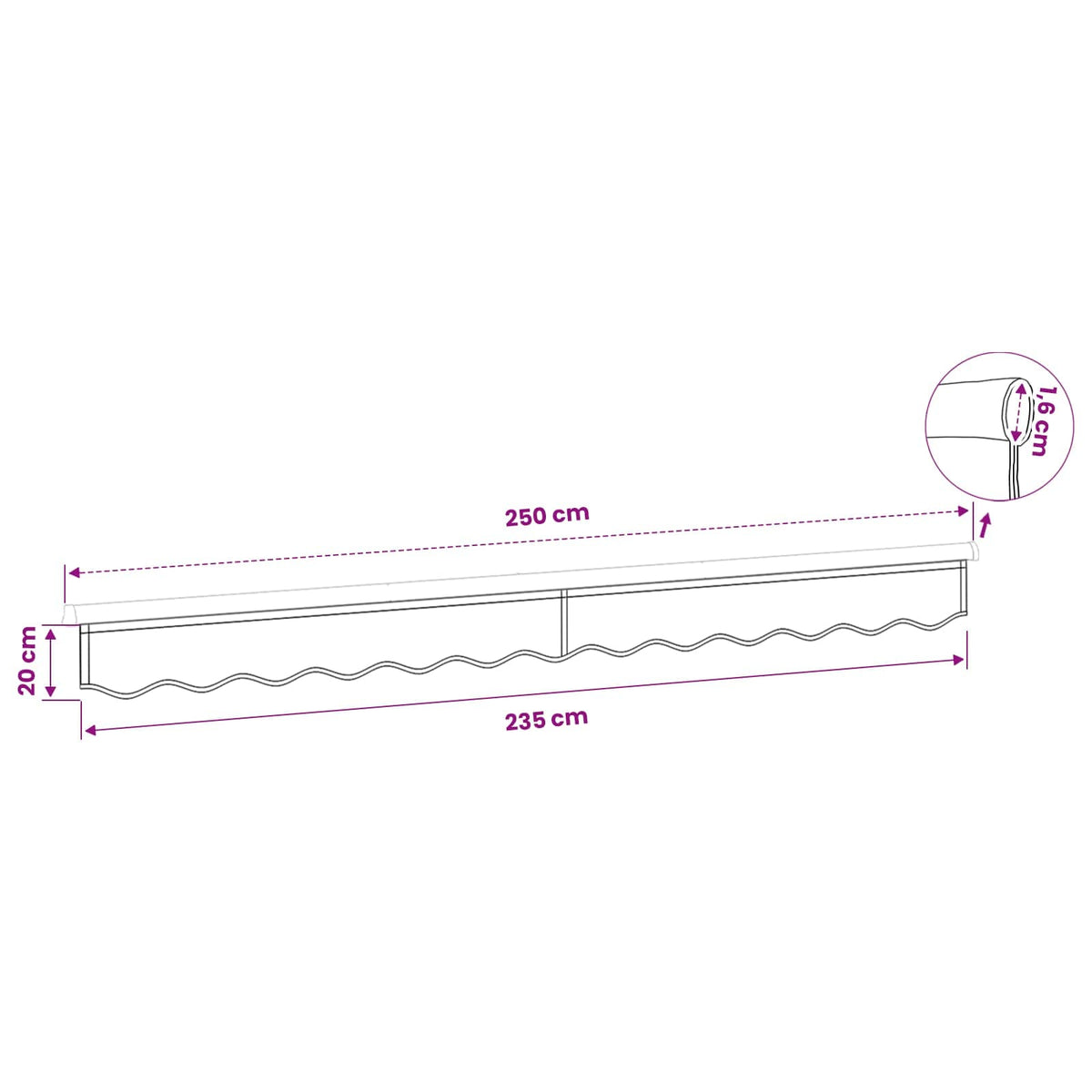vidaXL Awning Valance Replacement for 2.5 m Orange & Grey Stripe