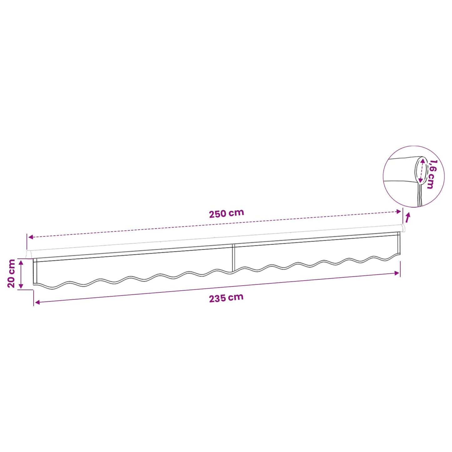 vidaXL Awning Valance Replacement for 2.5 m Light Grey Polyester