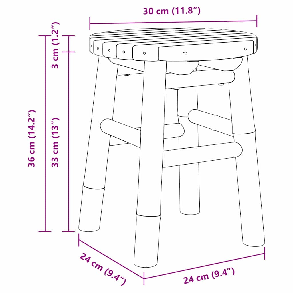 vidaXL Stool Bamboo Natural 30 x 30 x 36 cm Bamboo
