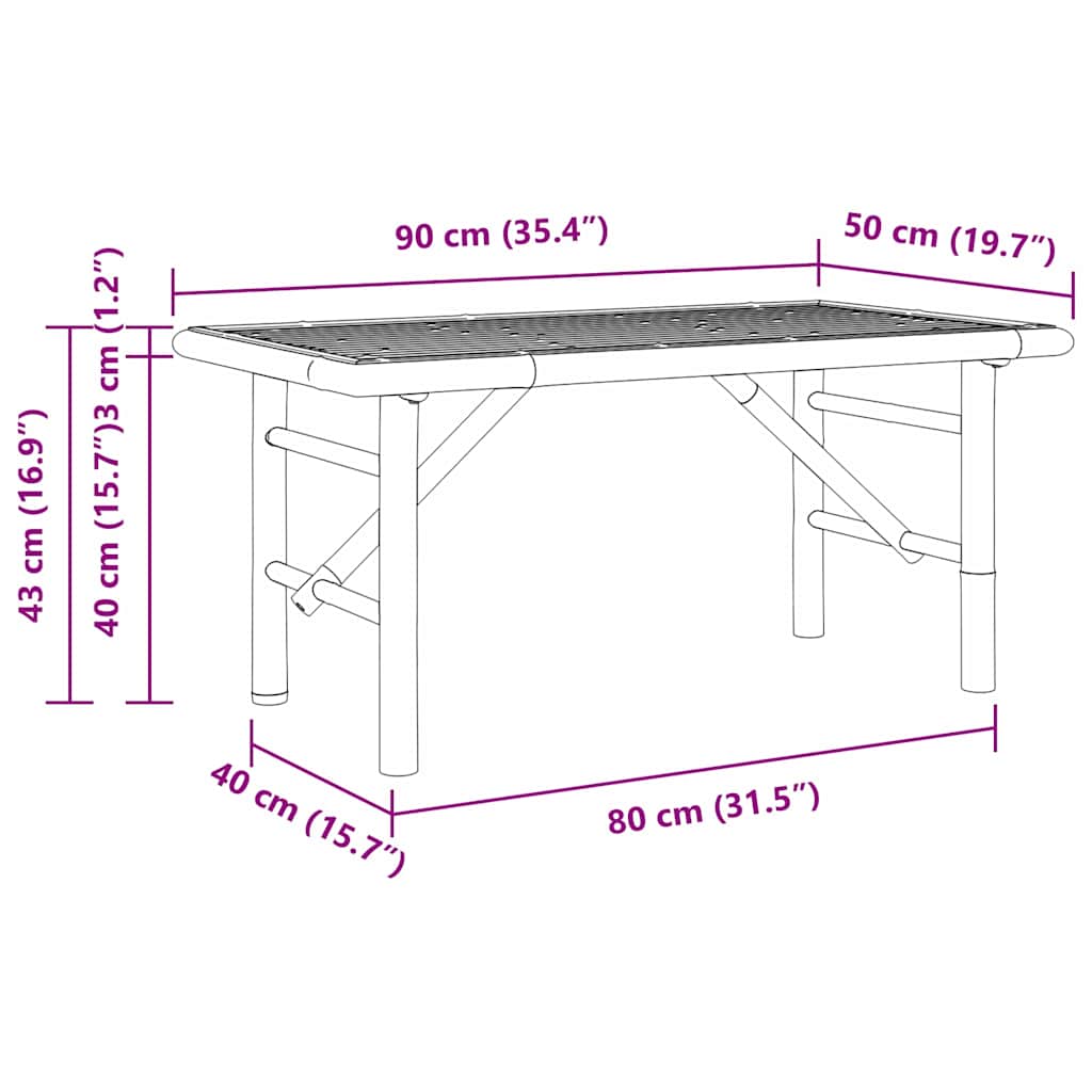 vidaXL Coffee Table Brown 90 x 50 x 43 cm Bamboo