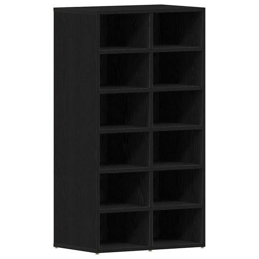 vidaXL Shoe Rack Black Oak 54x34x100,5 cm Engineered Wood