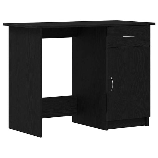 vidaXL Desk with Drawer Black Oak 100 x 50 x 76 cm Engineered Wood