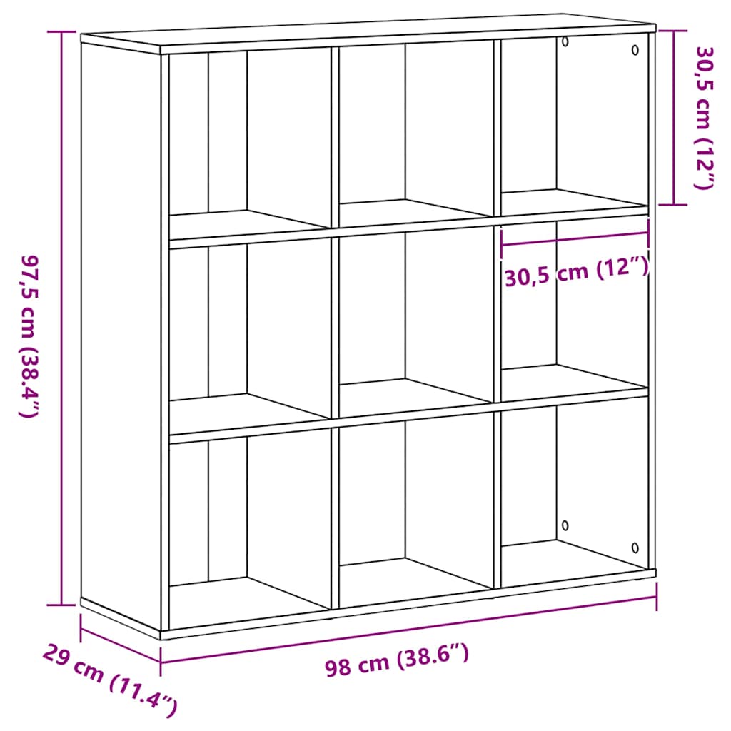 vidaXL Book Cabinet Black Oak 98x29x97,5 cm Engineered Wood