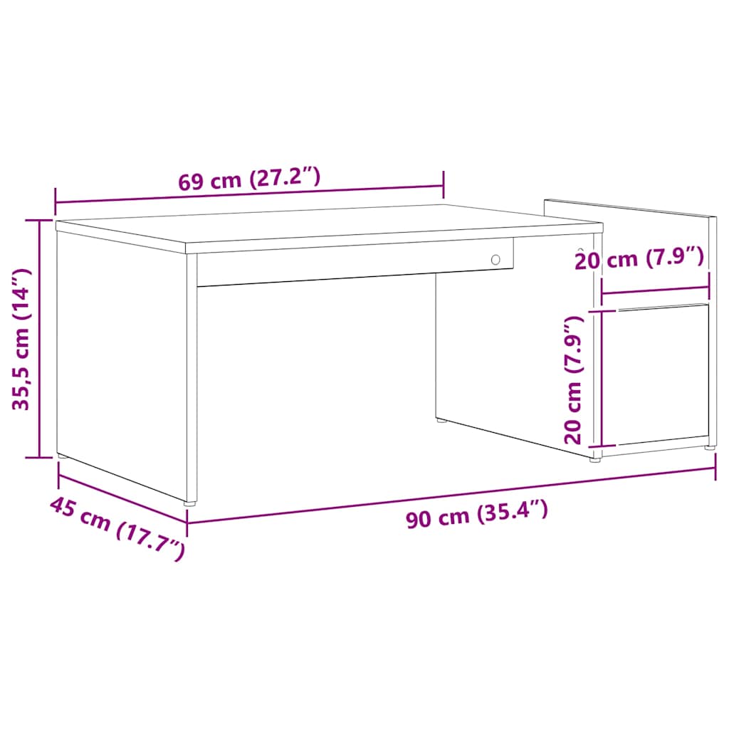 vidaXL Coffee Table Black Oak 90 x 45 x 35 cm Engineered Wood