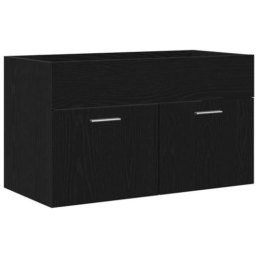 vidaXL Sink cabinet with Storage with Door Black Oak Engineered Wood