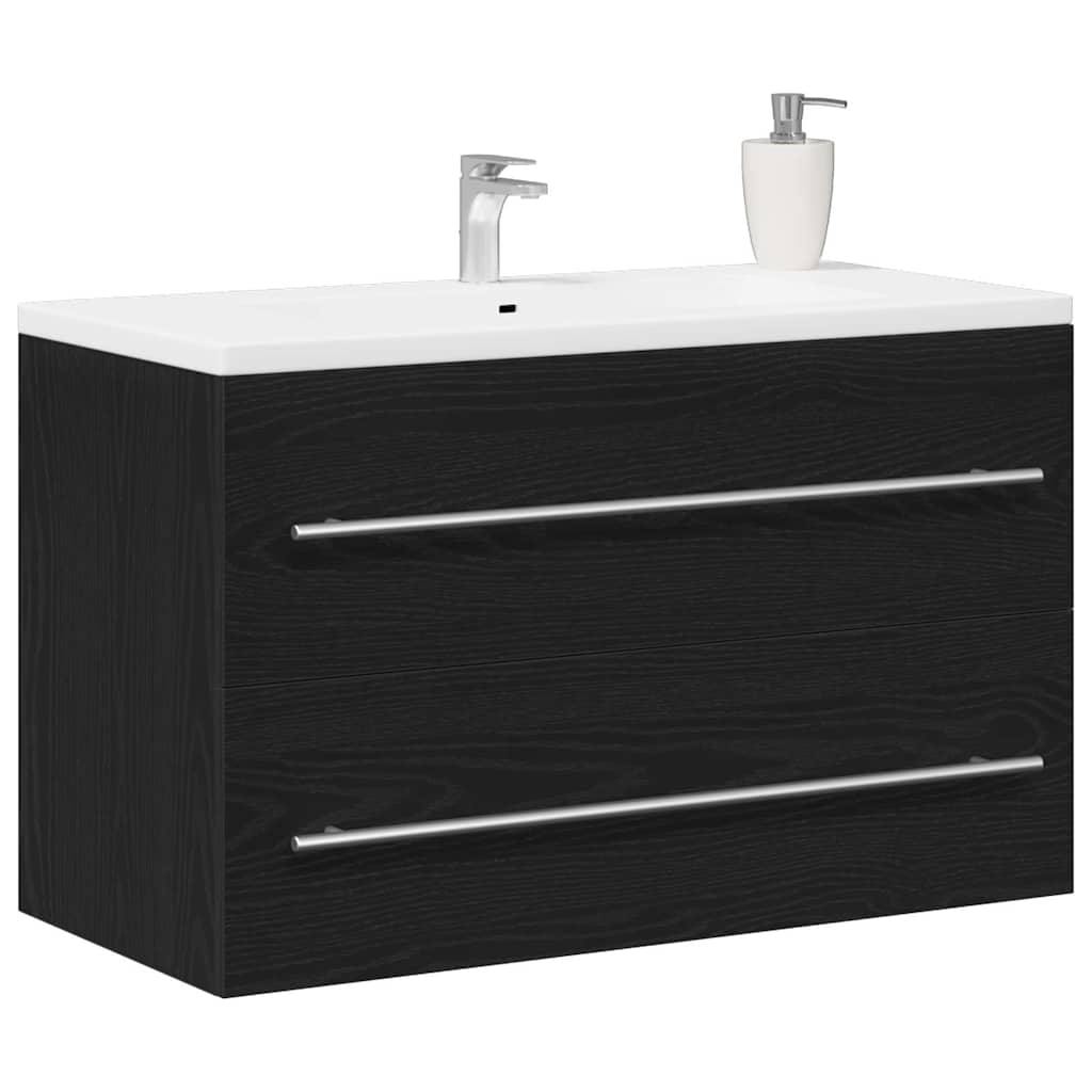vidaXL Sink Cabinet Black Oak 80x38,5x48 cm Engineered Wood