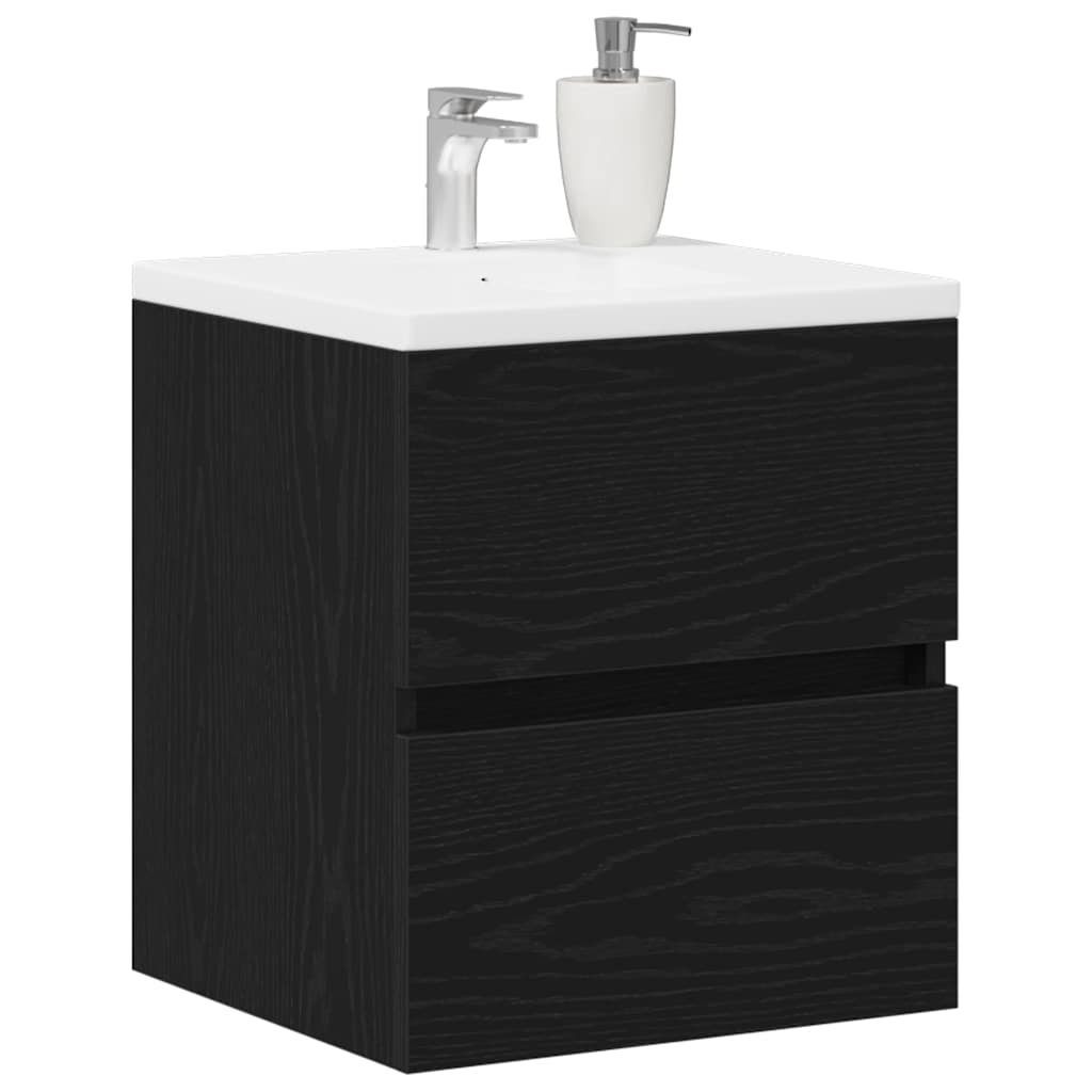 vidaXL Bathroom Sink Cabinet Black Oak 41x38,5x45 cm Engineered Wood