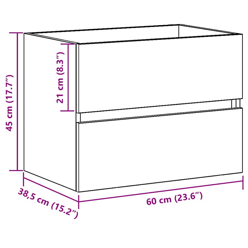 vidaXL Sink Cabinet Black Oak 60 x 38.5 x 45 cm Engineered wood