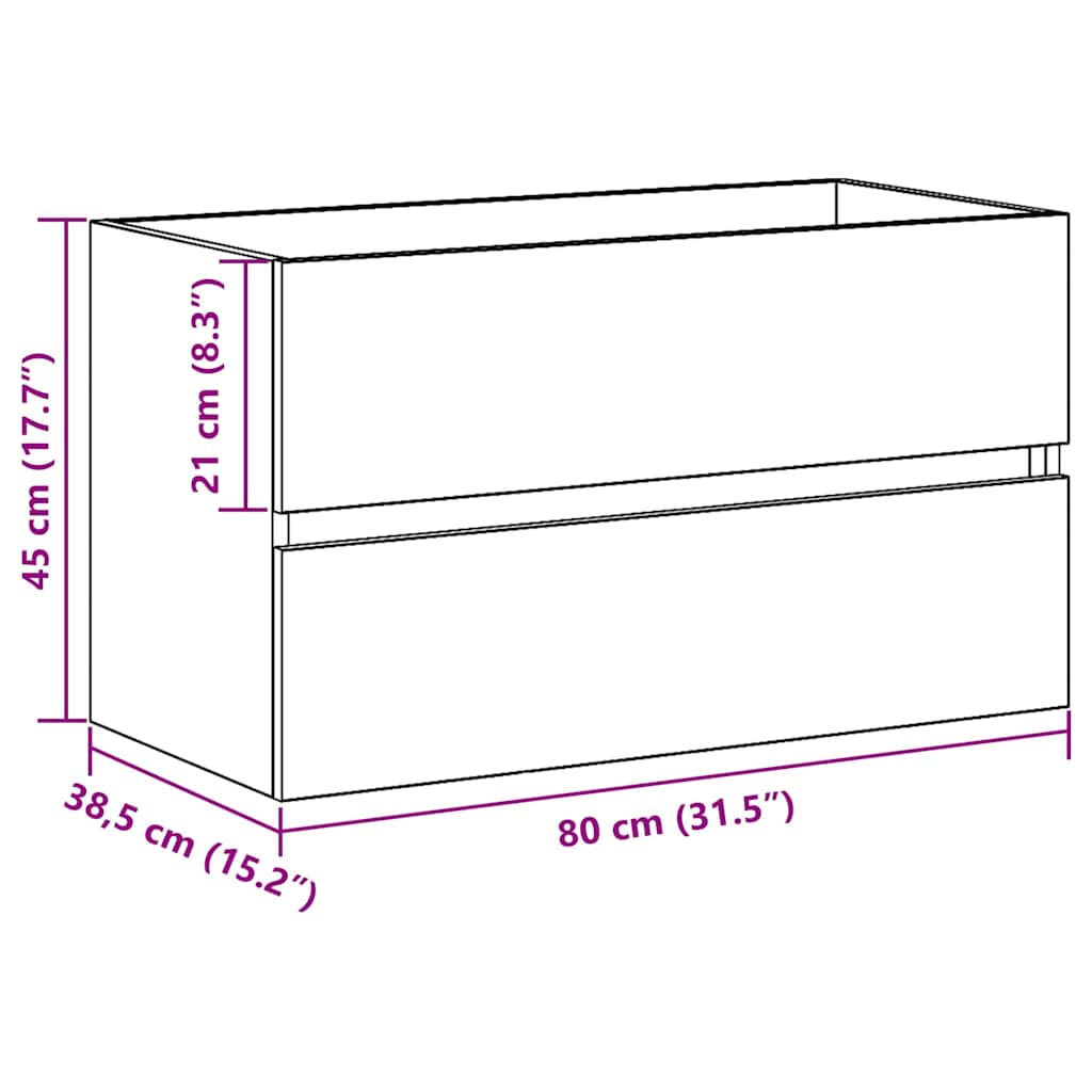 vidaXL Sink Cabinet Black Oak 80 x 38.5 x 45 cm Engineered wood