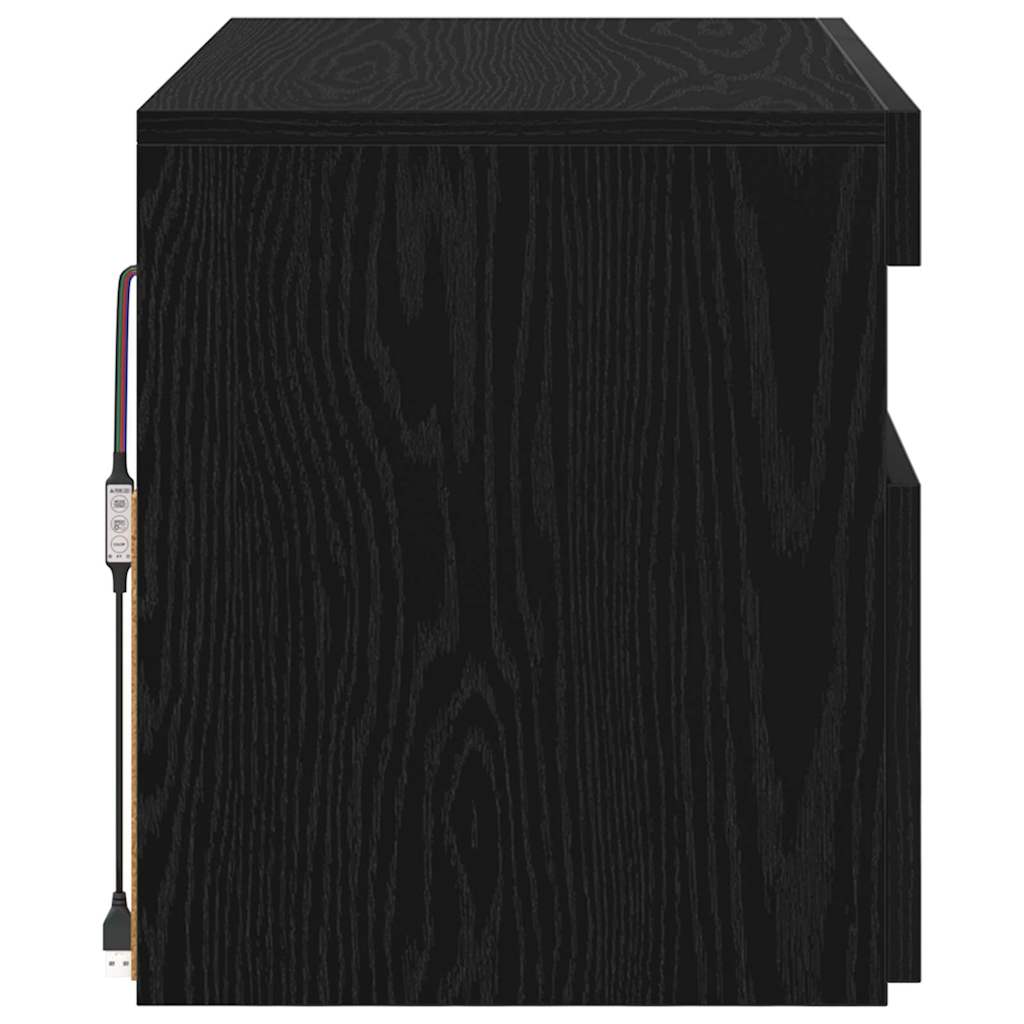 vidaXL TV Cabinet with LED Black Oak 60 x 35 x 40 cm Engineered Wood