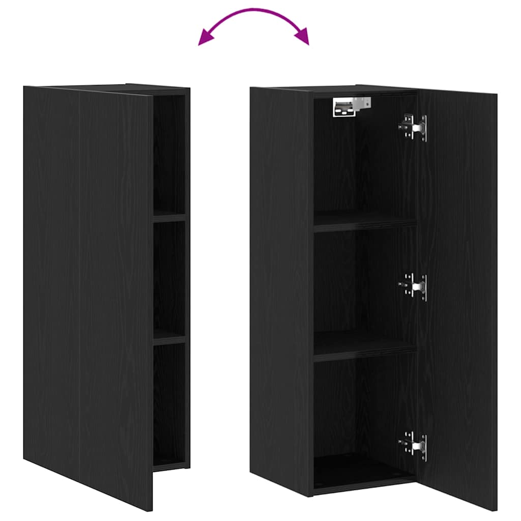 vidaXL Wall TV Cabinet Black Oak 30.5 x 30 x 90 cm Engineered Wood