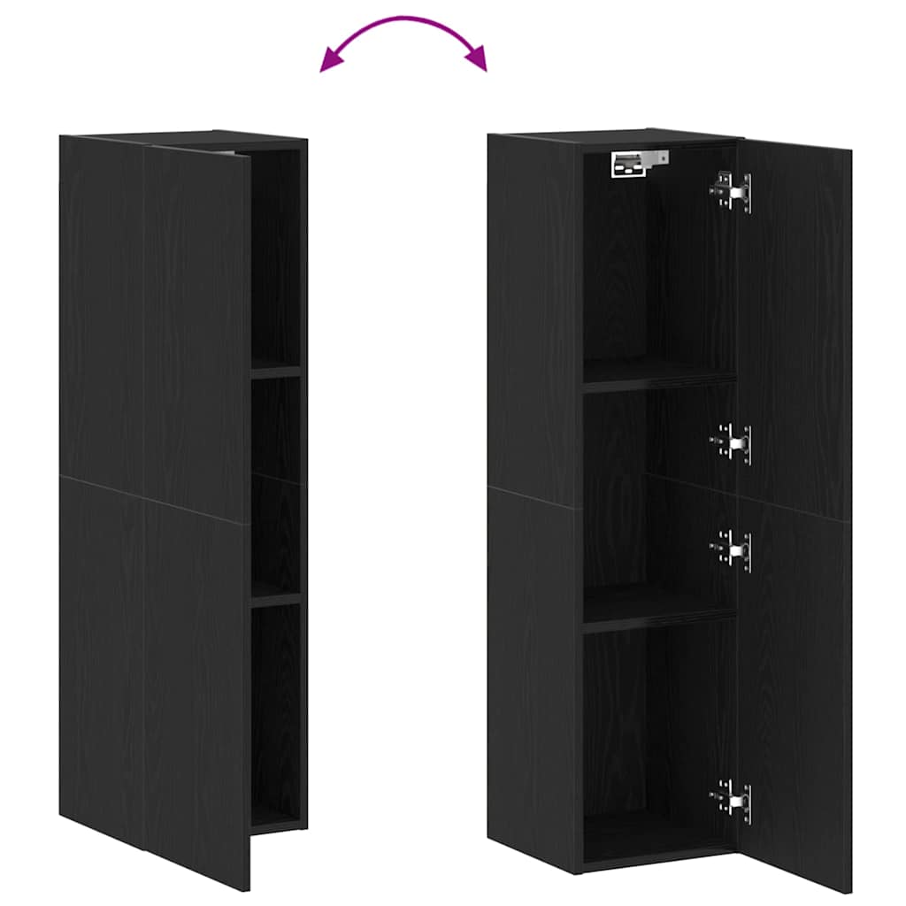 vidaXL Wall TV Cabinet Black Oak 30.5 x 30 x 110 cm Engineered Wood