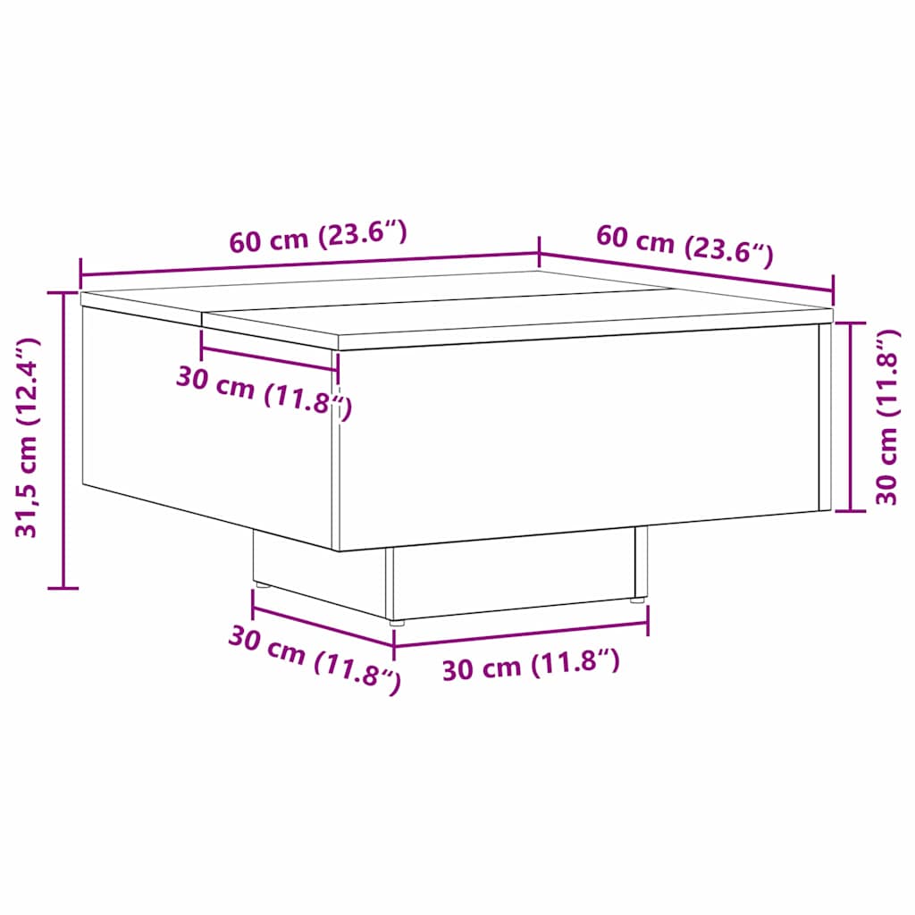 vidaXL Coffee Table Black Oak 60 x 60 x 31.5 cm Engineered Wood