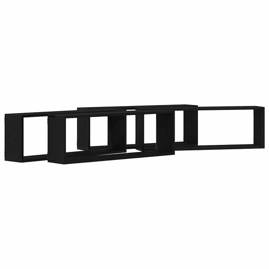 vidaXL Wall Shelves 4 pcs Black Oak 80 x 15 x 26 cm Engineered Wood