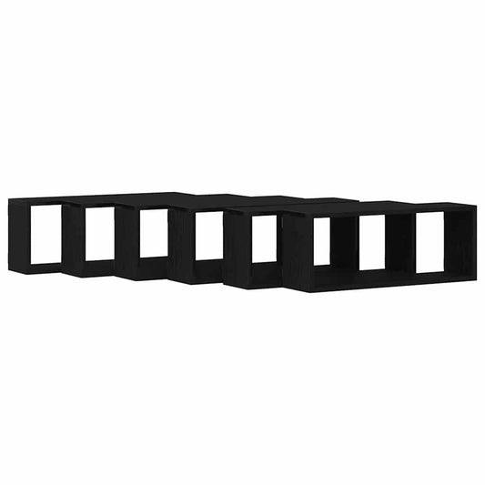 vidaXL Wall Shelves 6 pcs Black Oak 60 x 15 x 23 cm Engineered Wood
