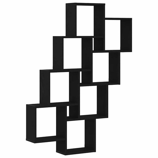 vidaXL Wall Shelf Black Oak 90 x 15 x 119.5 cm Engineered Wood