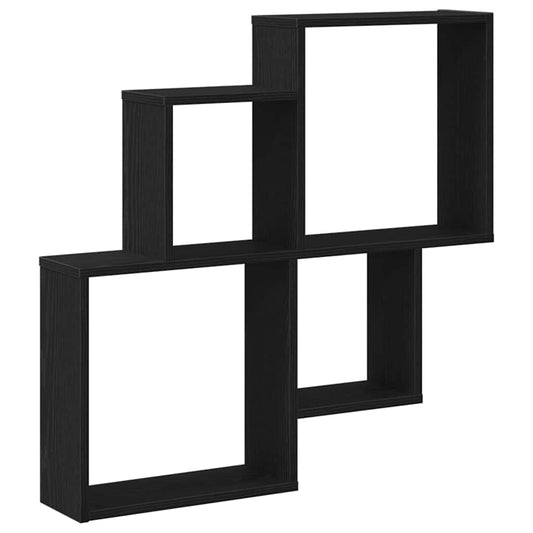 vidaXL Wall Shelf Black Oak 80 x 15 x 78.5 cm Engineered Wood