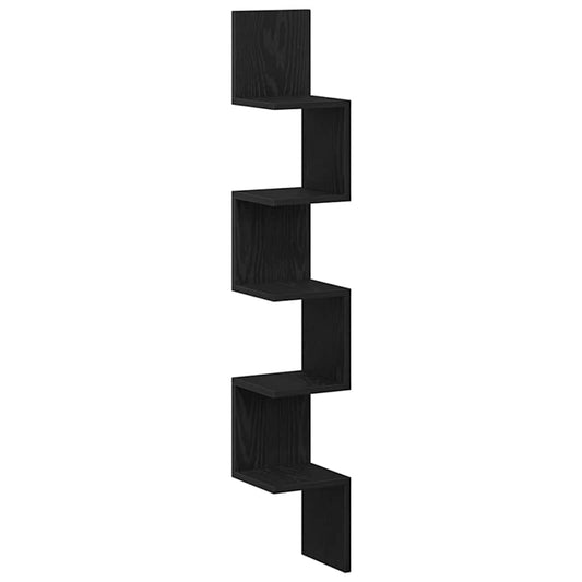 vidaXL Corner Shelf Black Oak 20 x 20 x 127.5 cm Engineered Wood