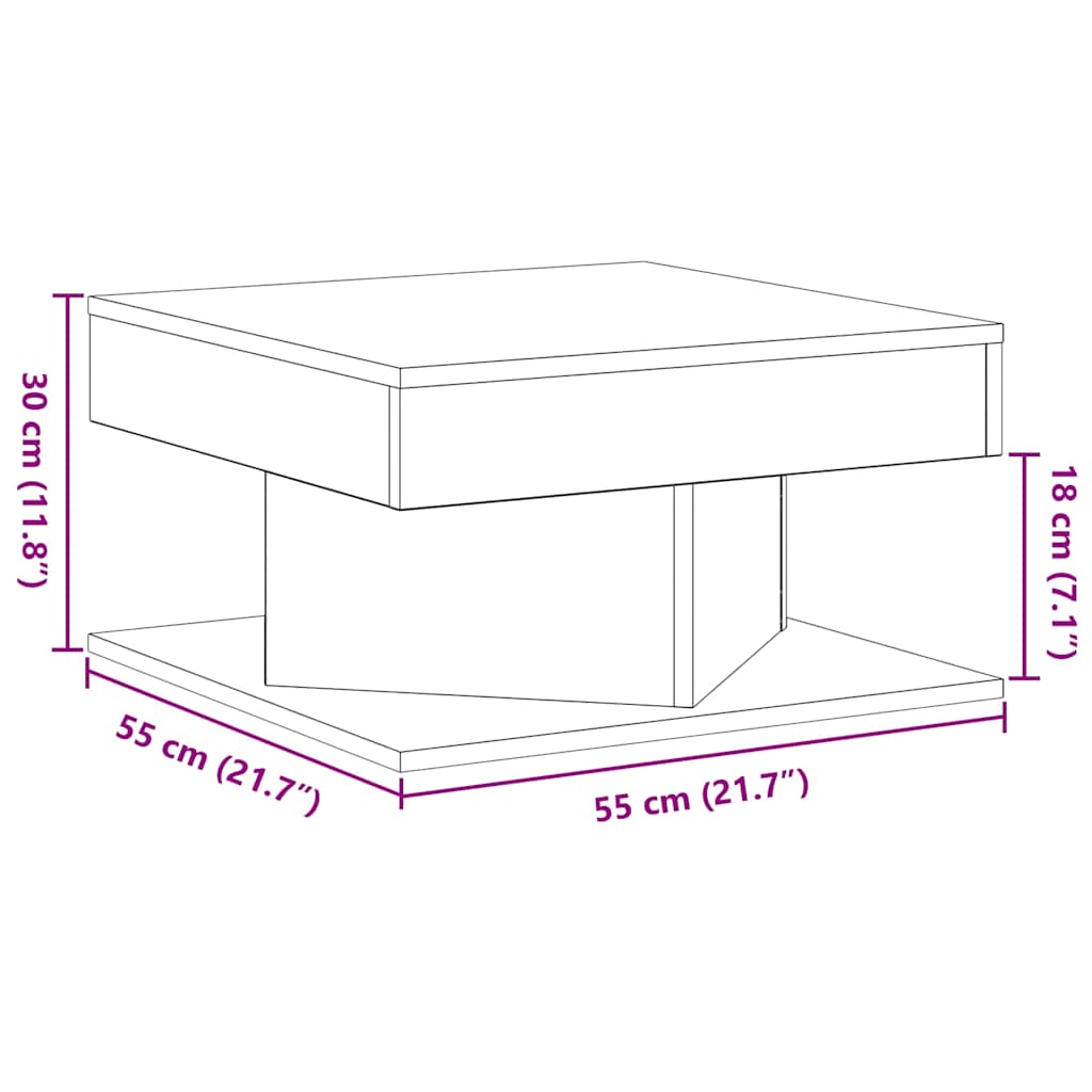 vidaXL Coffee Table Black Oak 57 x 57 x 30 cm Engineered Wood
