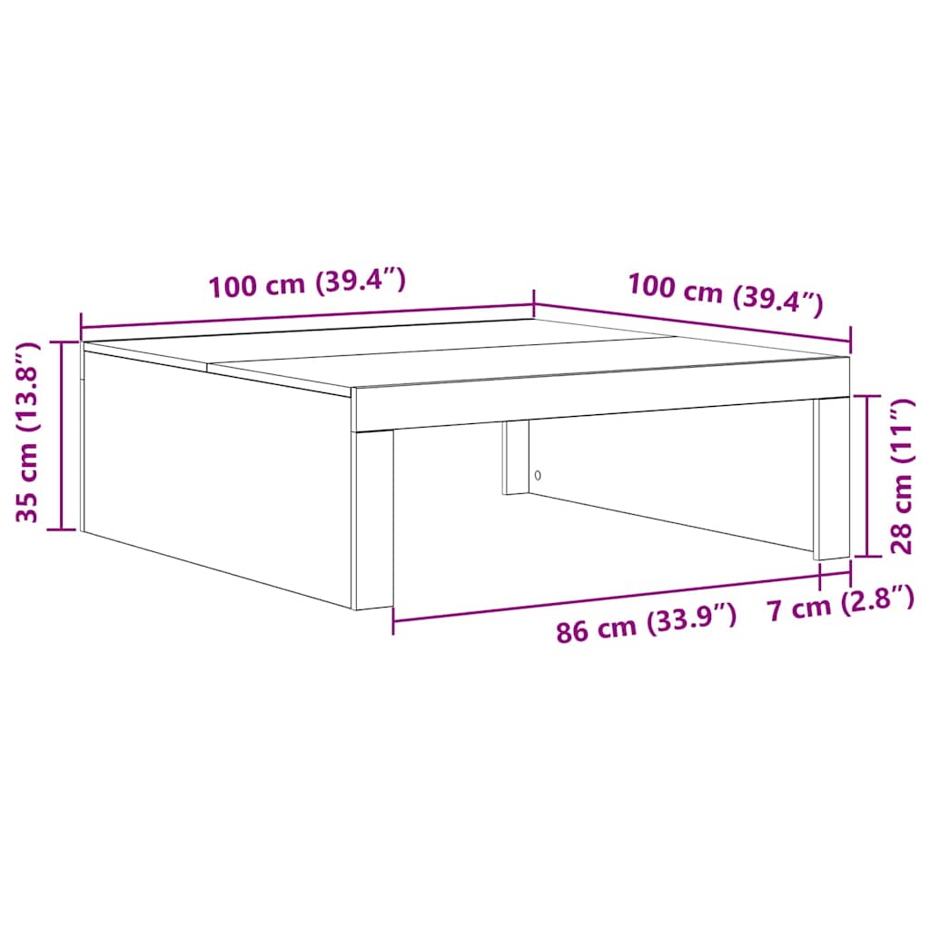 vidaXL Coffee Table Black Oak 100 x 100 x 35 cm Engineered Wood