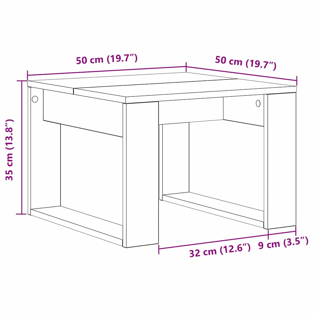 vidaXL Coffee Table Black Oak 50 x 50 x 35 cm Engineered Wood