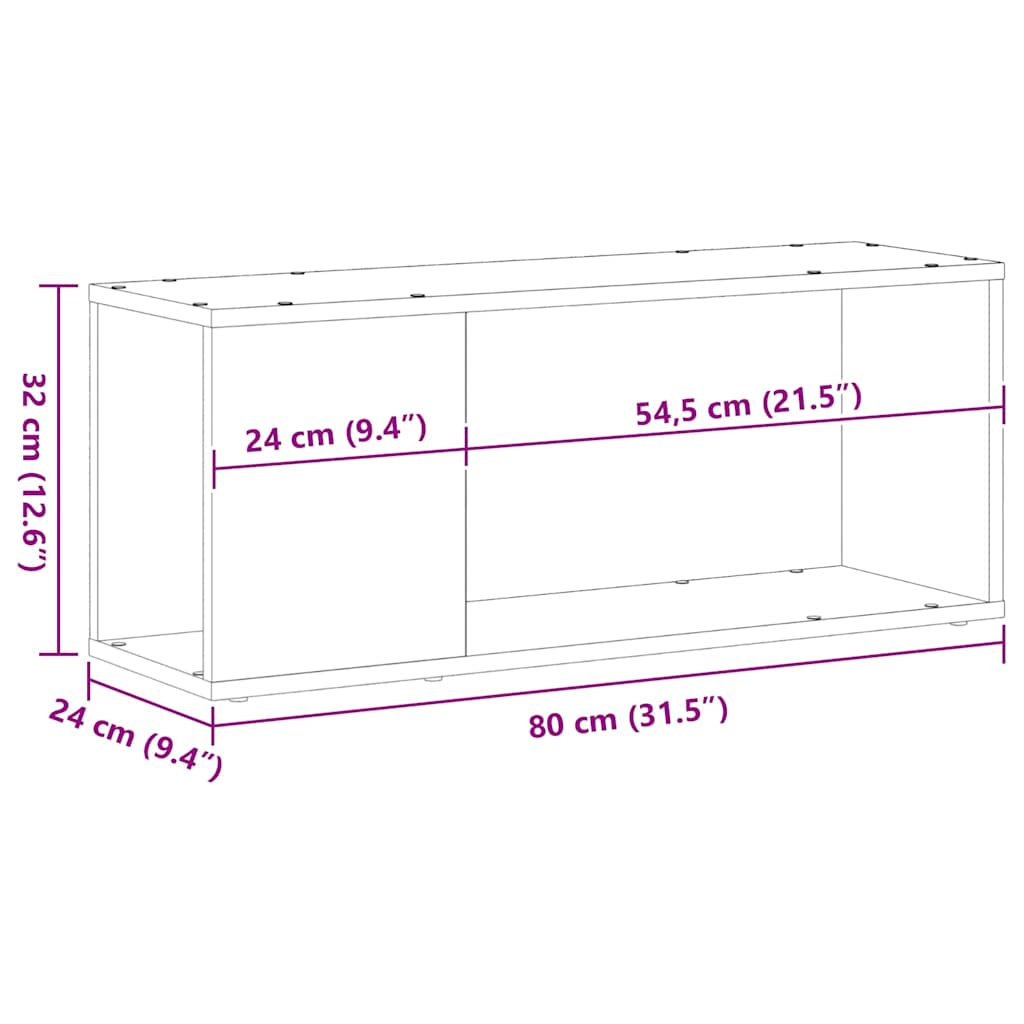 vidaXL TV Cabinet Set 80 x 24 x 32 cm Black Oak Engineered Wood