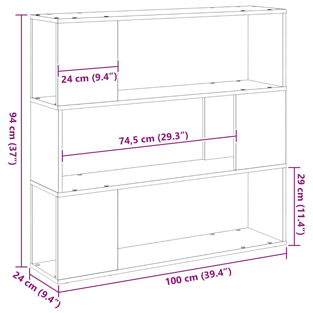 vidaXL TV Cabinet Set Black Oak 100 x 24 x 94 cm Engineered Wood