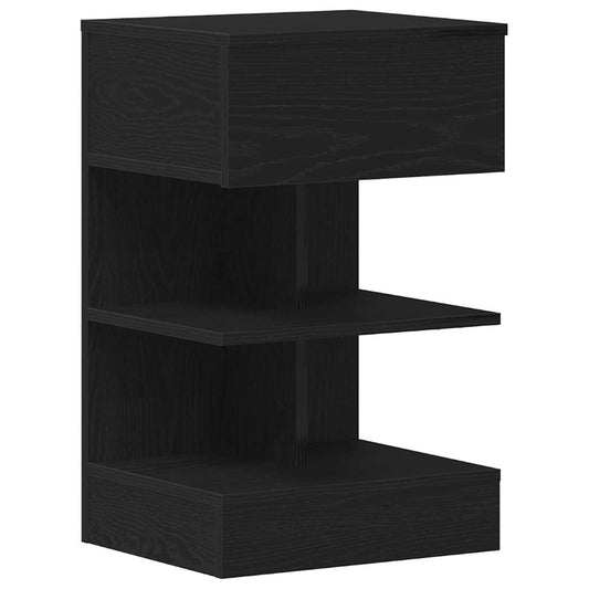 vidaXL Bedside Cabinet Black Oak 40 x 35 x 65 cm Engineered Wood