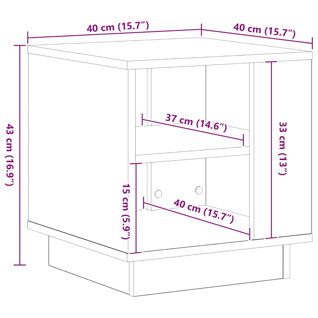 vidaXL Coffee Table Black Oak 40 x 40 x 43 cm Engineered Wood