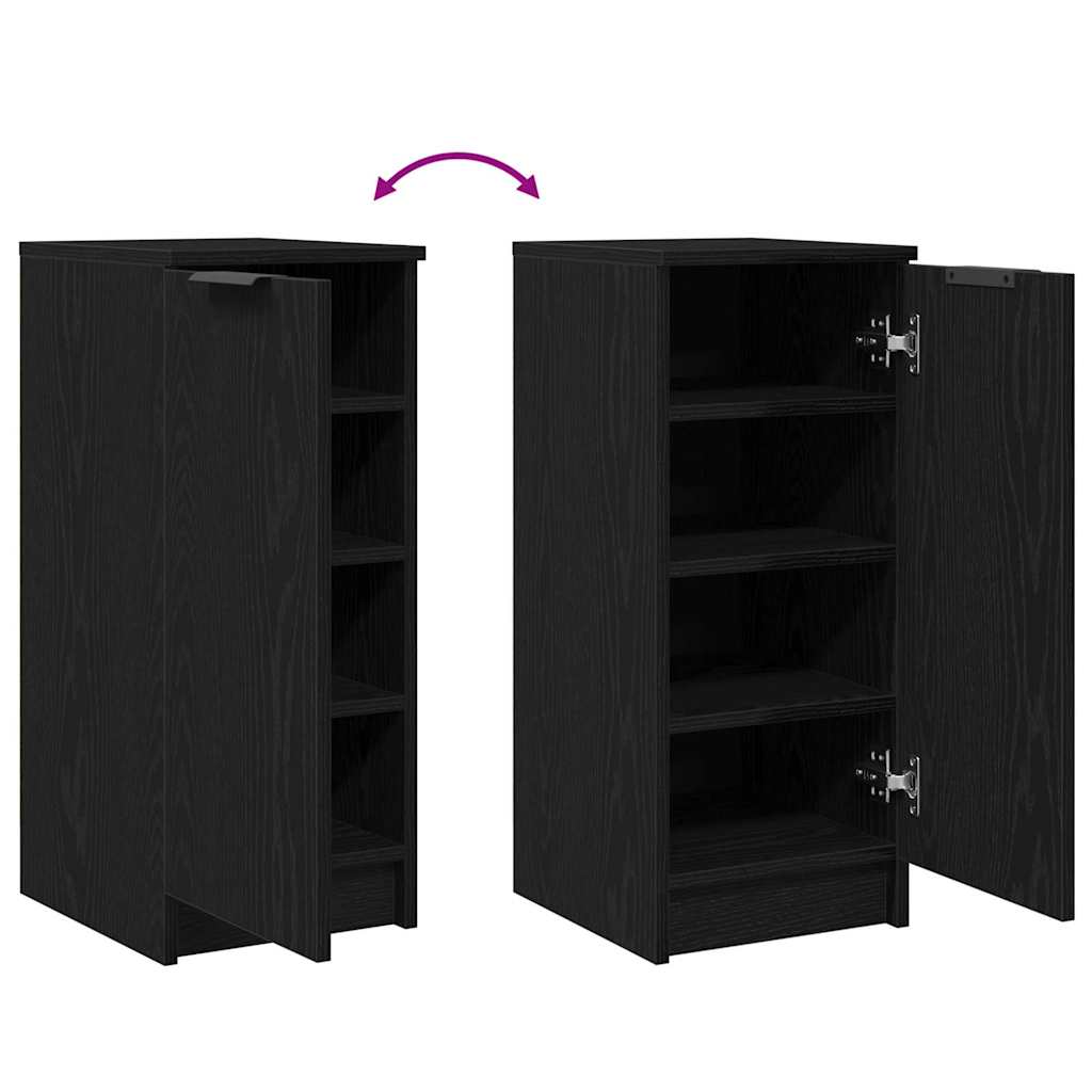 vidaXL Shoe Cabinet Black Oak 29.5 x 35 x 70 cm Engineered Wood