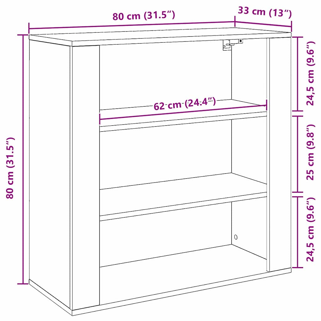 vidaXL Wall Cabinet Black Oak 80 x 33 x 80 cm Engineered Wood