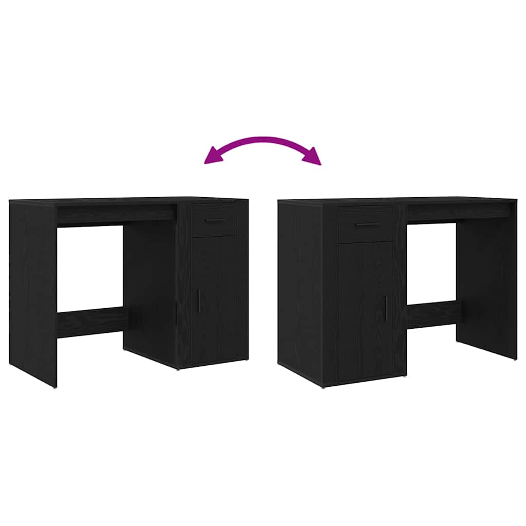 vidaXL Desk with Drawer Black Oak 100 x 49 x 74 cm Engineered Wood