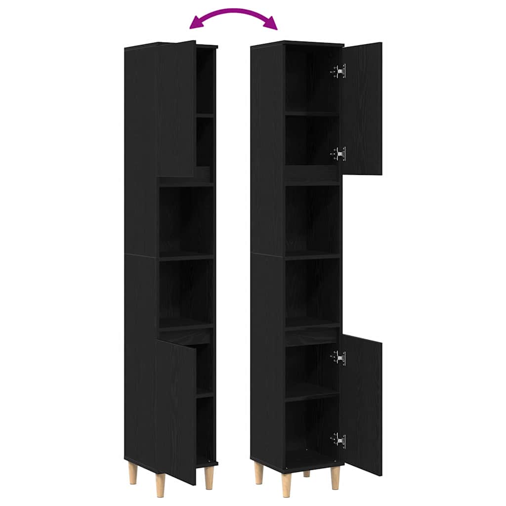 vidaXL Bathroom Cabinet Black Oak 30 x 30 x 190 cm Engineered Wood