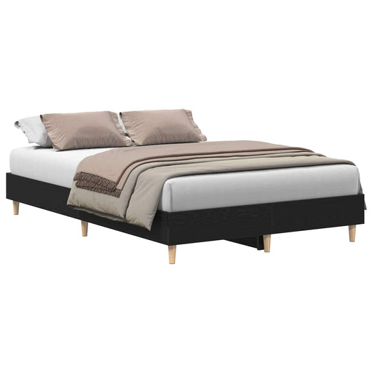 vidaXL Bed Frame Black Oak 193 x 123 x 25 cm Engineered Wood