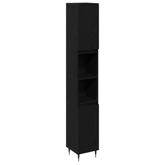 vidaXL Bathroom Cabinet Black Oak 30 x 30 x 190 cm Engineered Wood