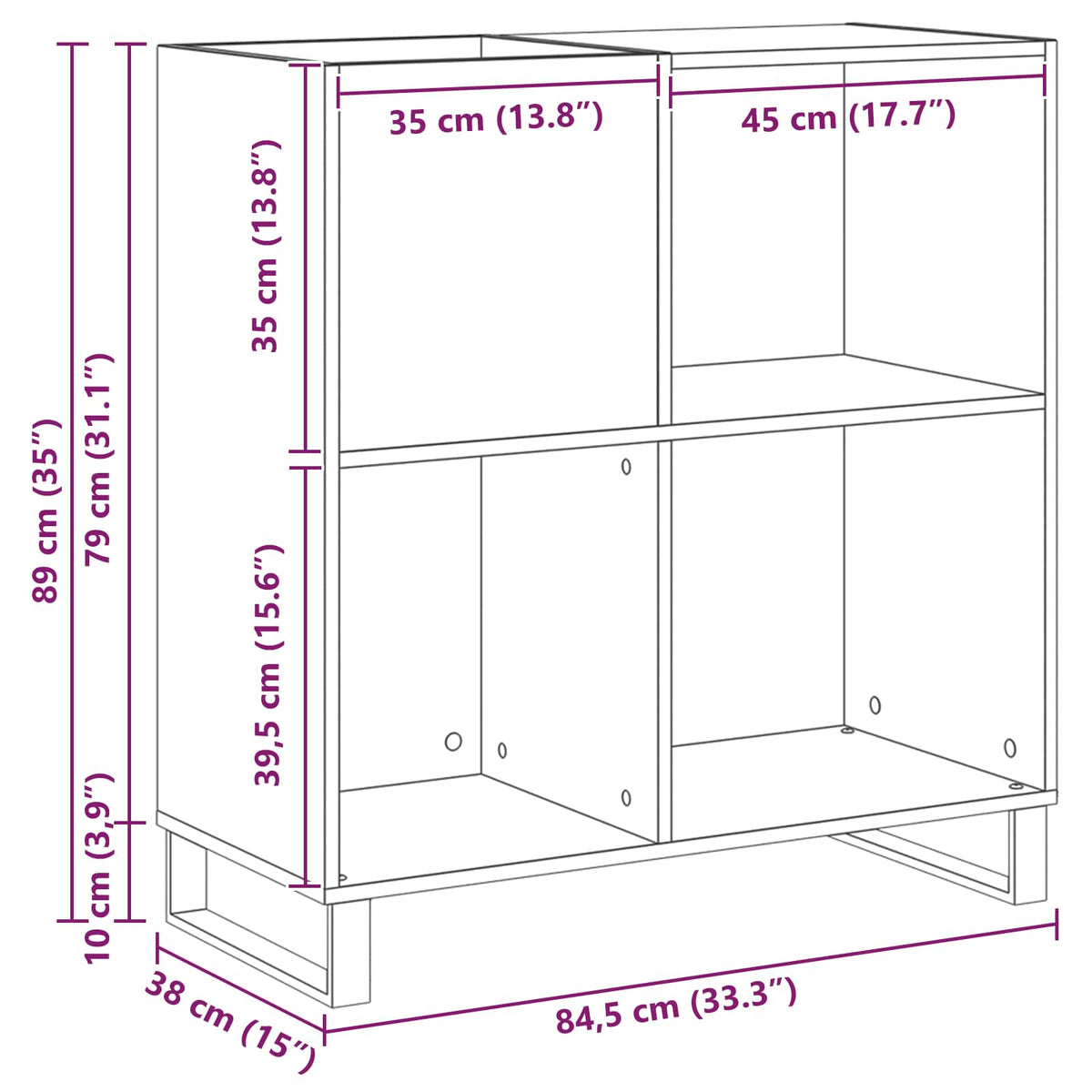 vidaXL Record Cabinet Artisan oak 84.5 x 38 x 89 cm Engineered Wood